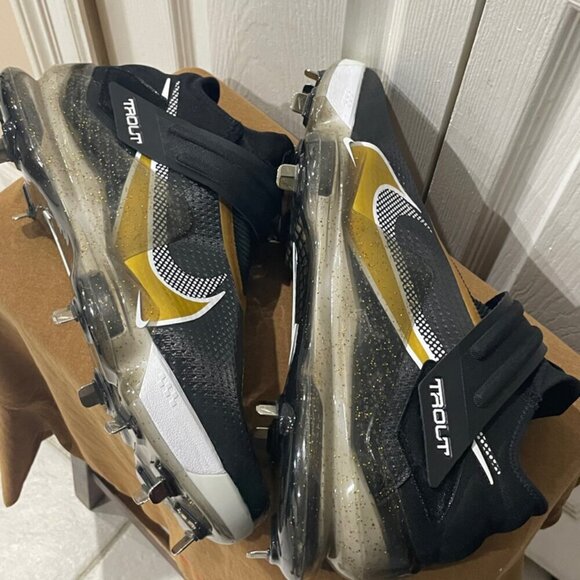 NIKE FORCE ZOOM TROUT BLACK METALLIC GOLD WHITE MEN CLEATS SZ 16 FOOTBALL SPORTS main image 11